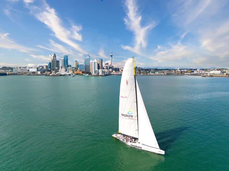 America’s Cup 2-Hour Sailing Experience Waitemata Harbour - The big setting: Waitemata Harbour and Auckland from a race yacht