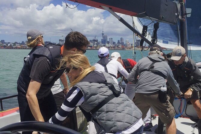 America's Cup Sailing on Auckland's Waitemata Harbour - Two Hours of Real Sail Work: Helm, Grinders, and Sail Actions