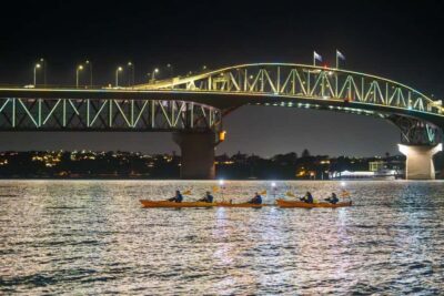 Auckland: City Lights Night Kayak Tour - Westhaven Marina and the Sky Tower from water level