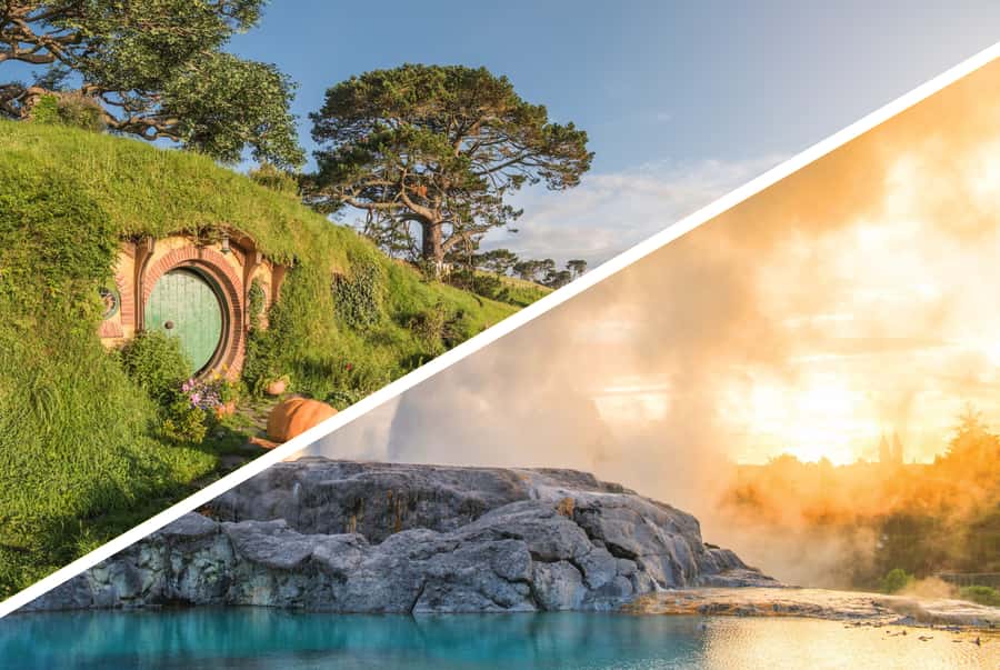 Auckland: Hobbiton and Rotorua Day Tour including Te Puia - From Auckland’s Pickup to Waikato Farm Country