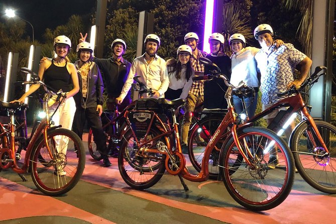 The City Lights: a unique electric bike tour of Auckland by night! - Britomart to the waterfront: Neon shopping and skyline angles